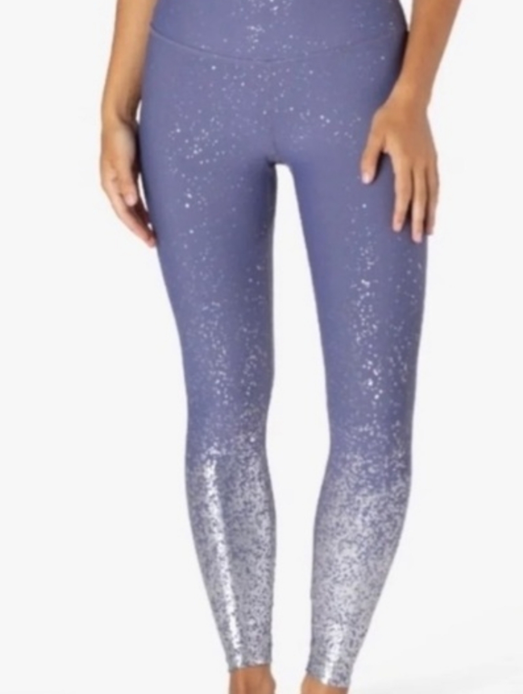 Beyond Yoga Lavender Purple Leggings With Metallic Silver Fleck Xs